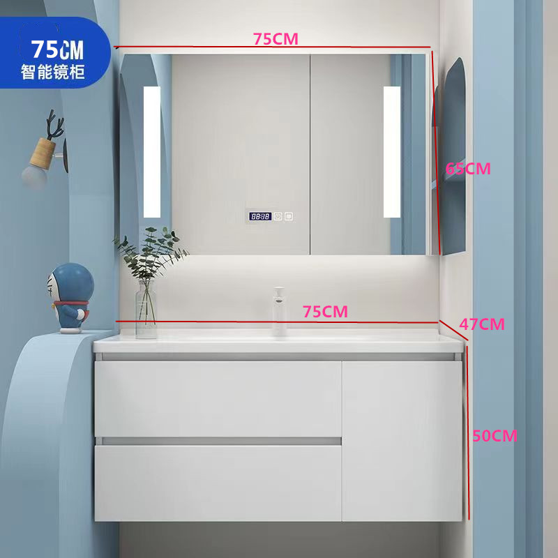 W765/75cm/85/95/ 105cm / 115cm 無垢材バスルームキャビネット洗面台洗面台セット|undefined