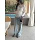 Huang Zheng Retro White Design Classic Pocket Decorative Straight Jeans Women's Spring 2025 All-match Comfortable Casual Pants