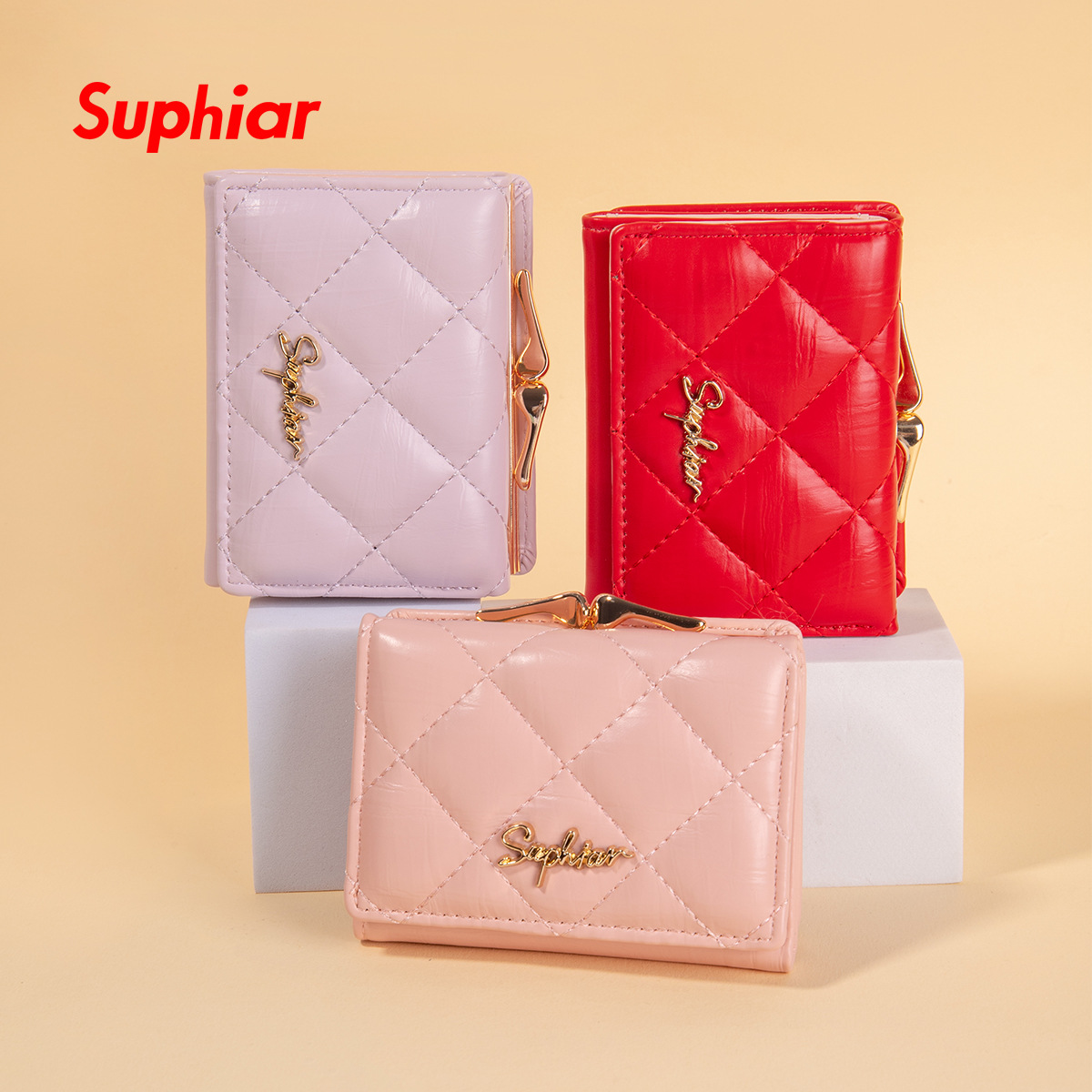 Cartera de cuadrillas bordadas corta dama ligera ins bolsa de cambio pu moda europea y americana bolsas de tarjetas de estudiantes al por mayor