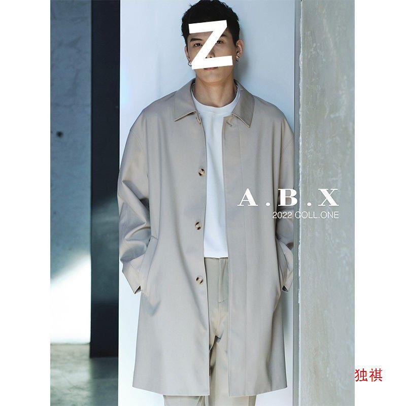 日系cityboy风衣男卡其色中长款外套胖子大码高级感巴尔马肯大衣
