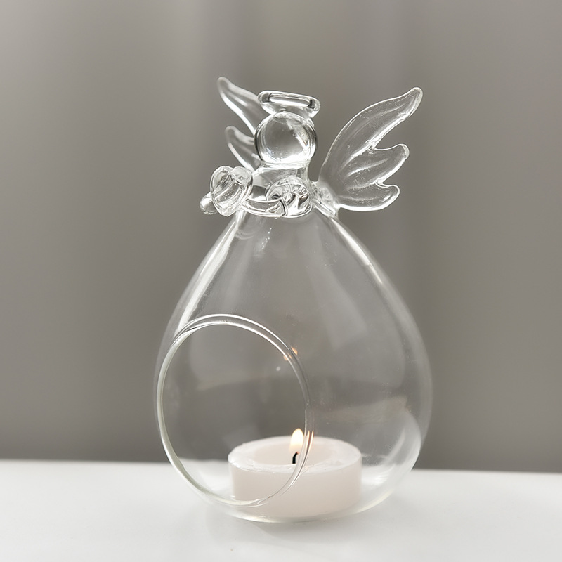 Transparente Ángel florero de vidrio arreglo de flores recipiente hidropónico decoraciones para el hogar