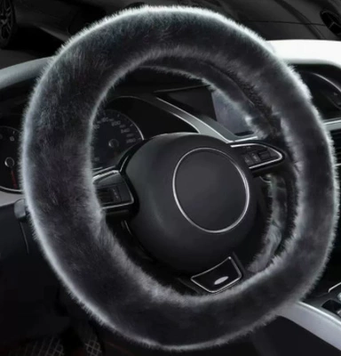 velveteen Four Seasons winter warm – Steering wheel cover - plush-steering-wheel-coverd-typegrey-38cm
