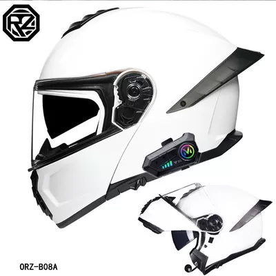 New 3C certified Orz motorcycle helmet for Motosiklet dəbilqələri - m-pearl-white-transparenty10-bluetooth-hard-microphone