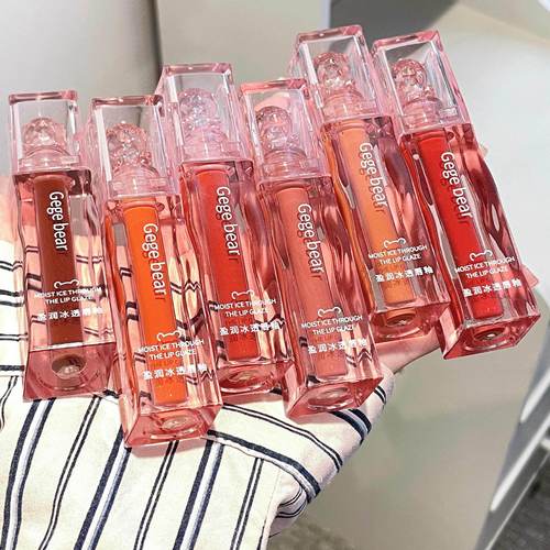 Gege Bear Yingrun Ice Translucent Lip Glaze Watery Mirror Glass Lipstick Moisturizing and Moisturizing Not Easy to Stick Lip Gloss