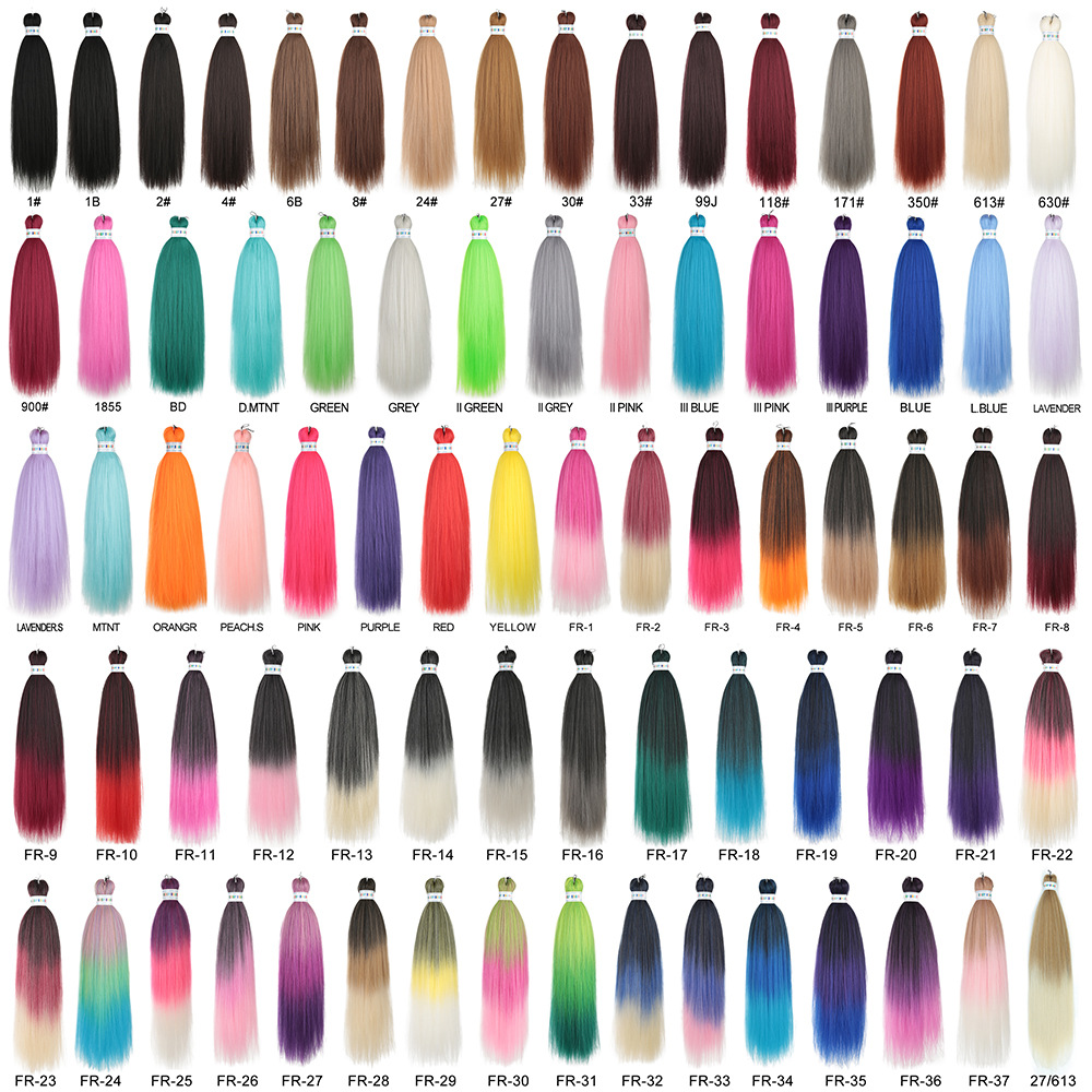 26 pulgadas Easy Braid Hair color fibra química EZ trenza grande a baja temperatura retardante de llama Yaki pelo largo y liso peluca