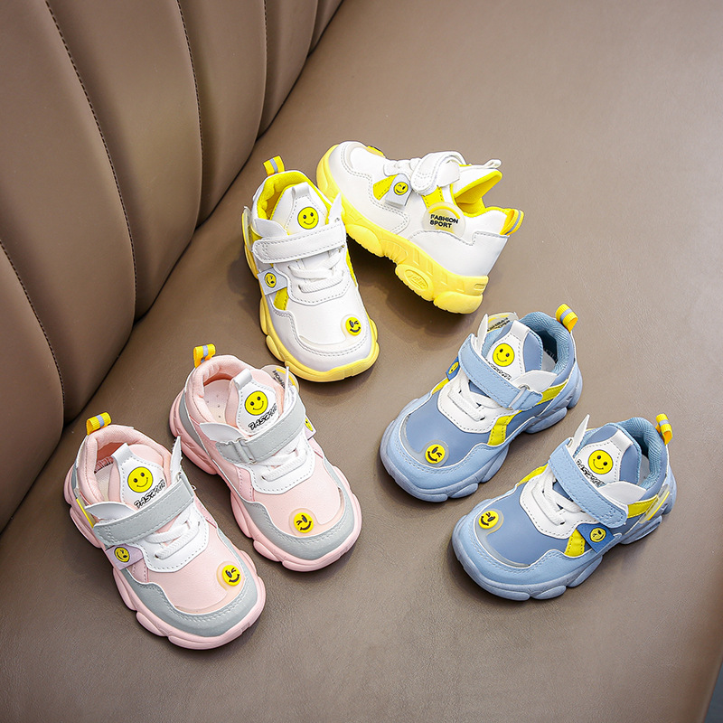 Breathable children's running sneakers with velcro for men and women