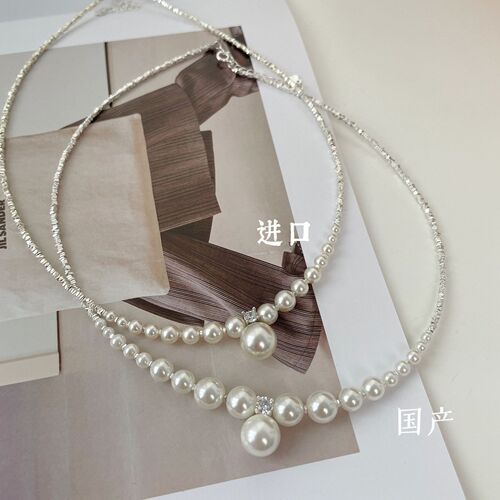 Saiina's light luxury and high-end broken silver sterling silver clavicle chain Xiaohongshu's same style French Shijia pearl necklace for women