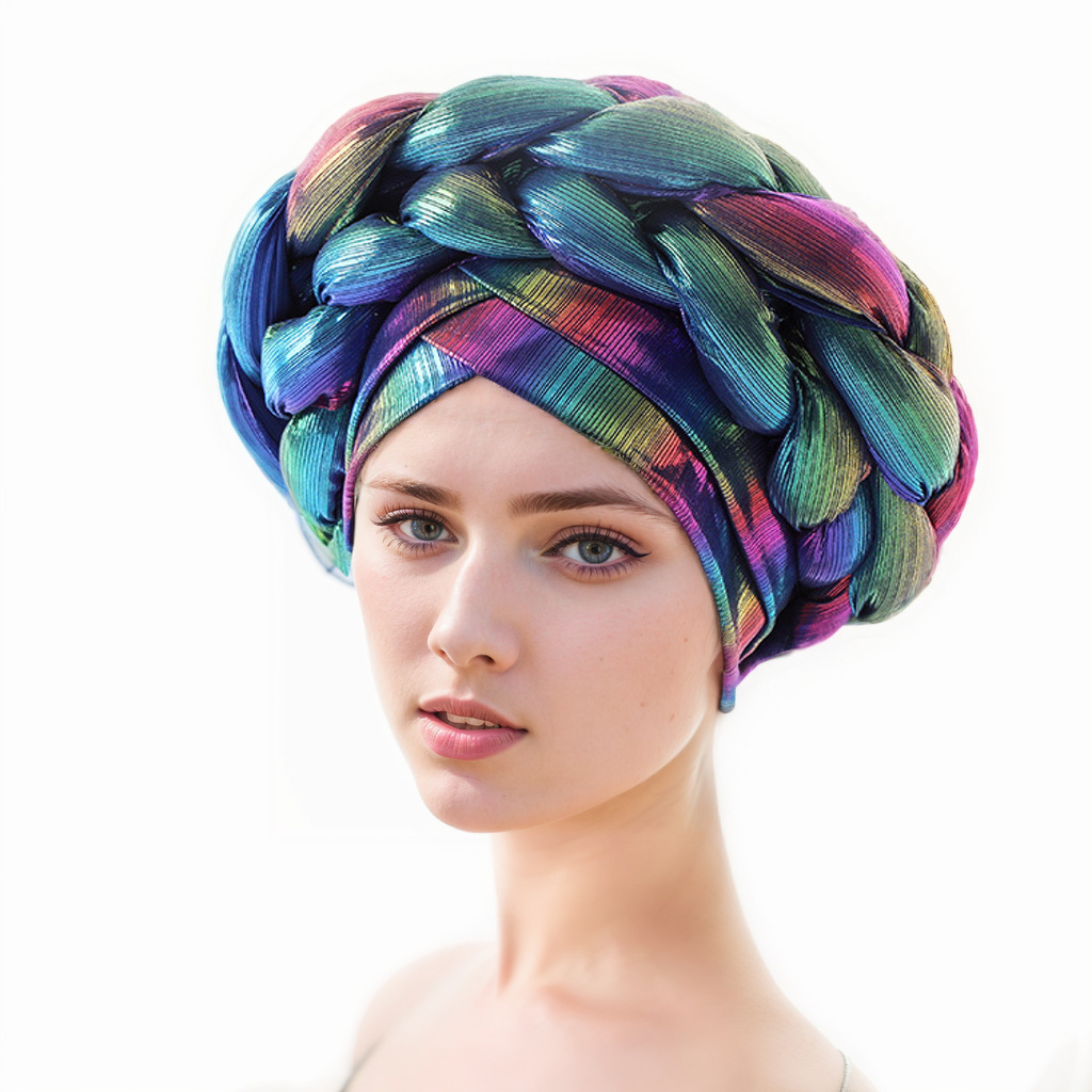 Pălărie musulmană, eșarfă pentru cap, pălărie magică musulmană, pălărie pentru femei cu frunte încrucișată, împletitură dublă_voghion.com