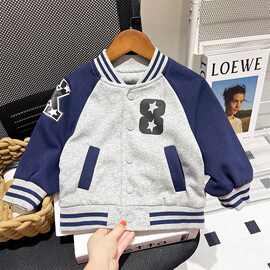 （高品质童装）官图CVC华棉复合牛奶丝#男童棒球服薄款春季撞色立