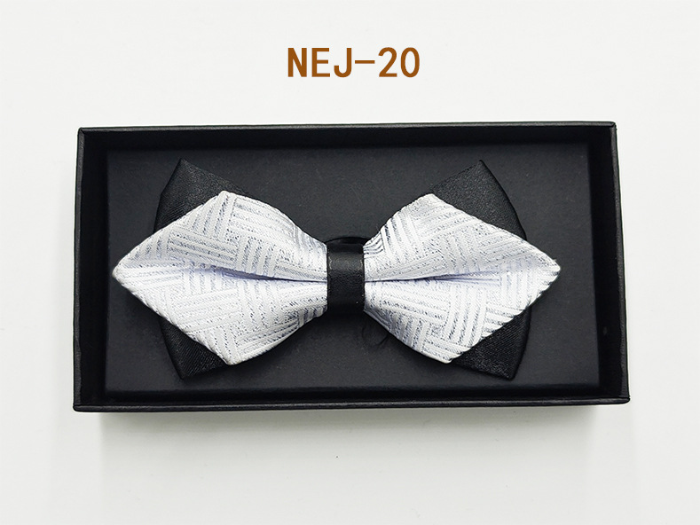 Pajarita negra de color sólido para hombre Boda británica Boda novio padrino traje camisa arco caja de regalo embalaje