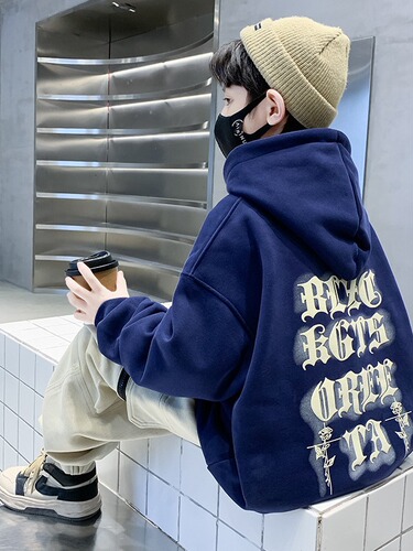Children's clothing, trendy for that autumn and winter 2024 new large children's Korean style stylish casual loose lined hooded sweatshirt