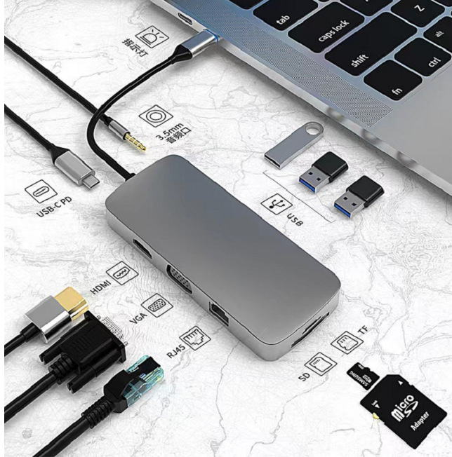 Cinco en uno tipo-c estación de acoplamiento tarjeta de red USB c3.0hub 5-in-1HDMI4K computadora de muelle de expansión portátil
