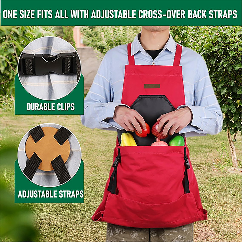 Transfronterizo Amazon Oxford Tela Delantal Bolsa de almacenamiento Orchard Picking Bolsillo grande Delantal de liberación rápida Ventas directas de fábrica
