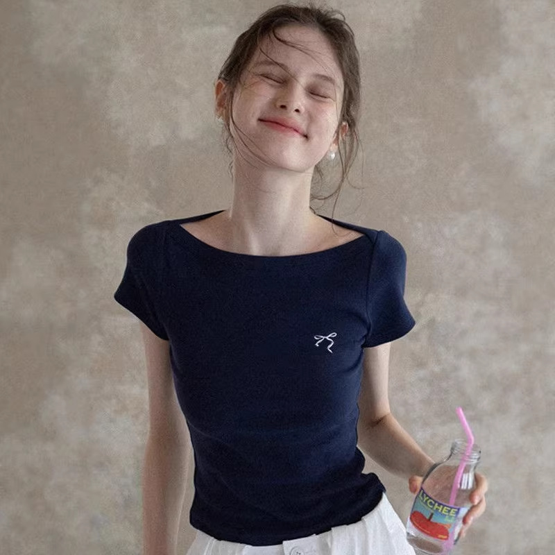 Summer New Style Pure Desire Style Spicy Girl Short Cotton Short-Sleeve T-Shirt for Women, Slim Fit, Versatile Design Top for Women Summer New Style Pure Desire Style Spicy Girl Short Cotton Short-Sleeve T-Shirt for Women, Slim Fit, Versatile Design Top for Women