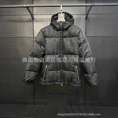 正确版 GU家满印暗纹提花秋冬保暖防风羽绒服高定版英伦休闲外套