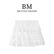 BM短裙白色甜美蛋糕裙纯欲芭蕾风女2024年夏季新款法式蕾丝半身裙