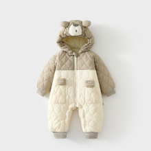婴儿夹棉外出服带帽子宝宝连帽加棉外穿连体衣冬季加厚爬服儿童