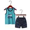 Summer cool cartoon T-shirt for leisure, shorts, set suitable for men and women, children's clothing