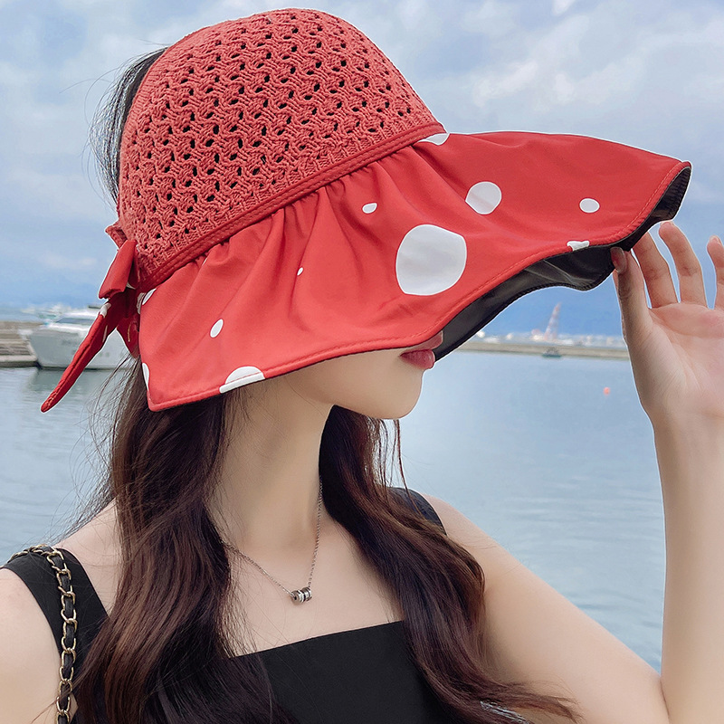 Summer New Wave Point Fisherman Women's Sunscreen Hat Big Brim Empty Top display picture 2