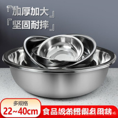 厚みのあるステンレス製の洗面器、大型洗面器、多目的洗面器、野菜洗面器、丸型洗面器、調味料洗面器、煮魚洗面器、その他