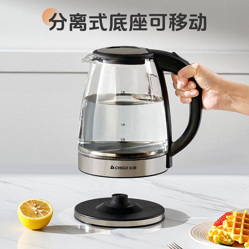 Hervidor de vidrio grueso, hervidor de agua de calentamiento eléctrico multifuncional, hervidor de té pequeño, tetera doméstica al por mayor