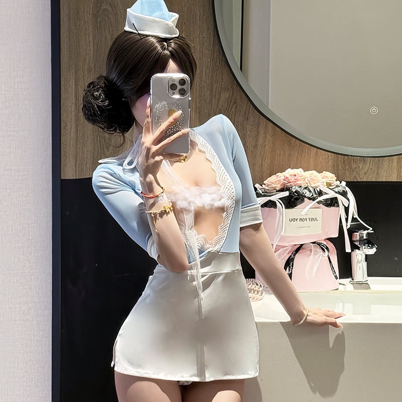 Sexy Lingerie Stewardess Secretary Ol Role-Playing Hip Skirt Uniform Flirting Pajamas Pure Lust Style Flirting Girl