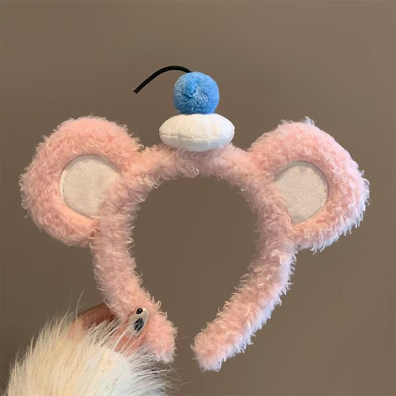 Otoño y invierno lindos estereoscópicos de peluche bandeja de cabello de dibujos animados orejas de gato orejas de conejo lavar la cara bandeja de cabello rojo al por mayor accesorios para el cabello