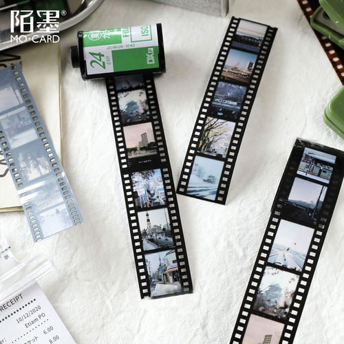 Momo Literary Film Series PET tape Romantic ins film Vintage negative transparent hand curtain decorative sticker