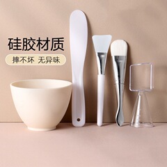 批发硅胶面膜碗套装面膜刷子调面膜涂面膜工具软毛面膜棒勺美