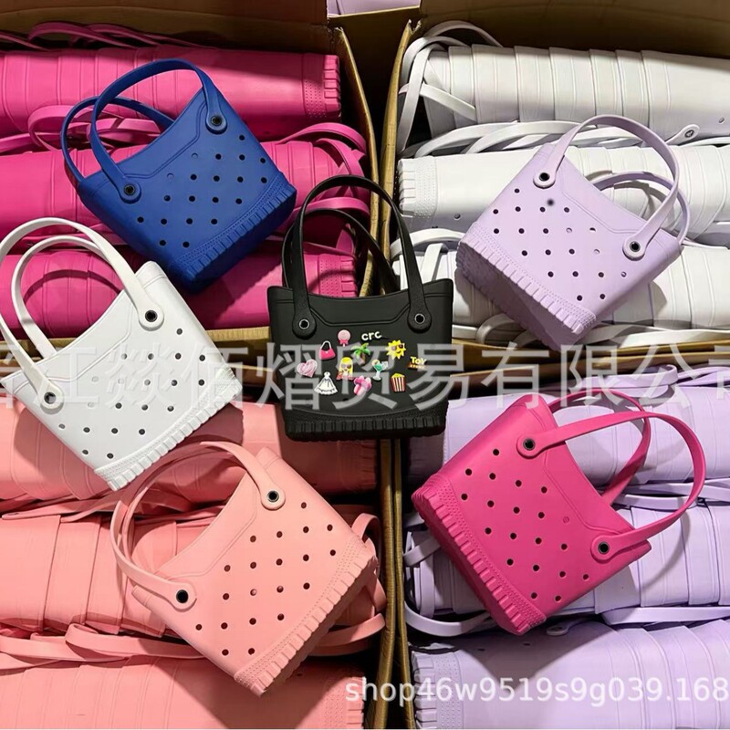 New Croc Hole Bag DIY Beach Bag Fashionable Lightweight Cute Cartoon Decorative Shoulder Bag Hand-Carrying Eva Tote