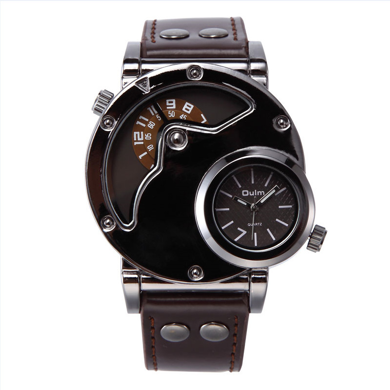 110g Weight Coated Glass Mirror Material Genuine Leather Strap Material Watch Classification Pointer Display Type Buckle Buckle Style Round Dial Shape Holiday, Street Occasion Electronic Movement Solid Color Pattern All Seasons Season Men's Gender Retro, Streetwear Style Retro Streetwear Solid Color Buckle Electronic Watch 8
