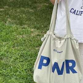 包包韩版抽绳新款设计大容量单肩帆布包字母印花尼龙购物袋托特包