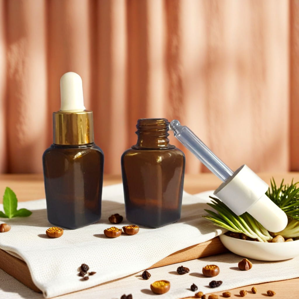 厂家现货供应10ml方型棕色精油瓶配套滴管 化妆品玻璃瓶