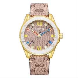 代颜DAIYAN 双G款式时尚男女同款石英机芯真皮表带女士手表