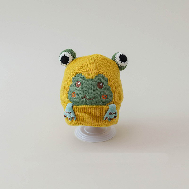 Sombreros para bebés otoño y invierno lindos de dibujos animados bebés gorras de lana de punto gruesas calientes protectoras de oídos para bebés y niños pequeños gorras