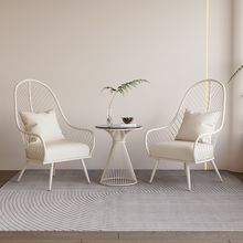 奶油风户外阳台休闲桌椅沙发椅简约单人茶几一桌庭院三件套组合