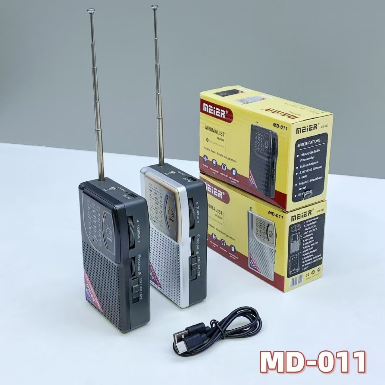 Nuevo MD011 retro portátil mini radio con antena AM/FM Ruleta de banda completa radio FM