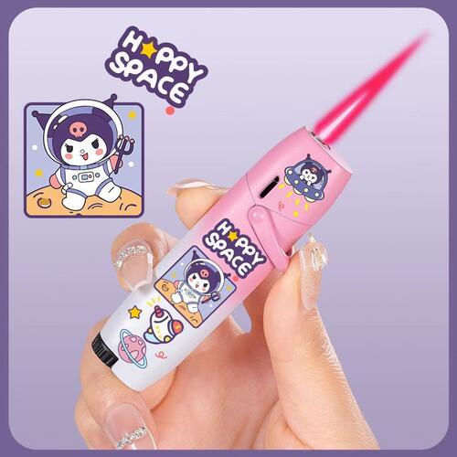 Internet celebrity cute strawberry bear Kurome windproof lighter ins high-looking creative pink flame gift for boyfriend trend