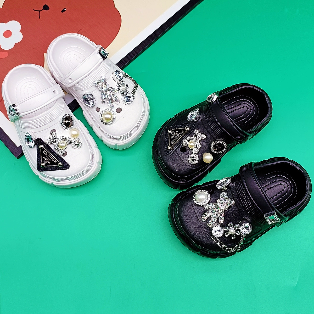 Летний мультяшный треугольник eva пещерные туфли новый родитель-ребенок мальчик eva мягкое дно нескользящие холодные тапочки