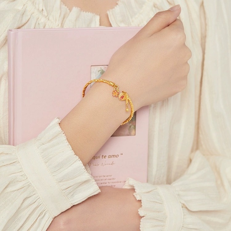 Vietnam Shajin Hammer Nafu-armbånd Kinesisk stil Nasjonal tidevann Antikk stil Håndlaget hammer gullarmbånd Vintage åpningsarmbånd_voghion.com