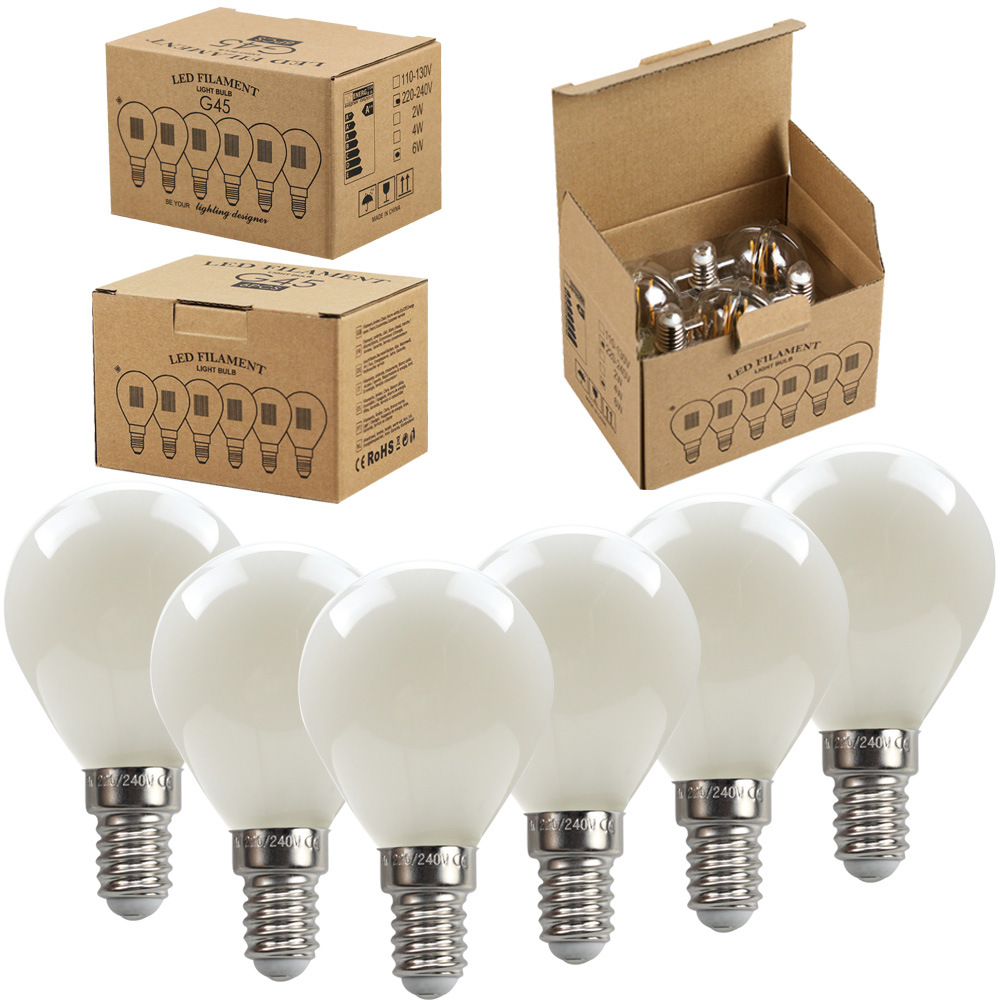 Bombillas LED Edison Retro con Filamento, Base de Rosca G45E27E26E14E12, para Iluminación Transfronteriza