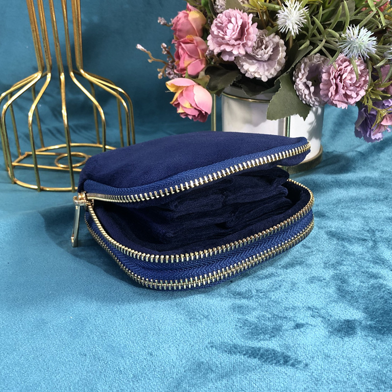 블루 더블 레이어(벨벳), 지퍼 수납 가방(pp 가방)