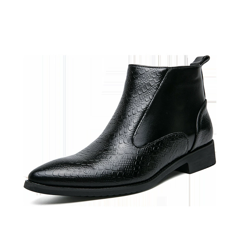 Мужские ботинки Martin, зимние британские рабочие высокие ботинки, мужские короткие ботинки челси, кожаные ботинки средней высоты, мужские черные модные туфли.