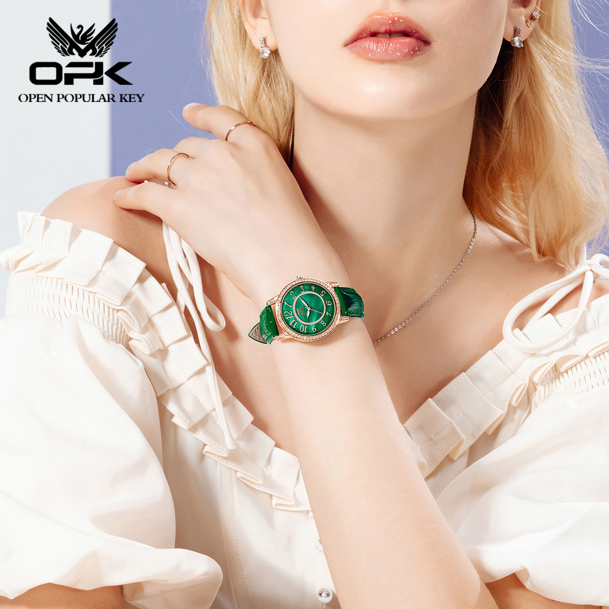 OPK brand watch with luminous inlay and diamond, best-selling multi-functional timing quartz watch, w, and_voghion.com