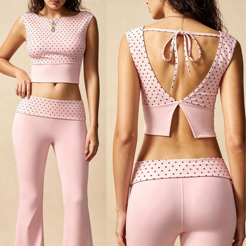 Cross-Border Printed Yoga Set Features a Unique Backless Design with Drawstrings, Breathable and Shockproof Sports Top, and Fold-Over Flared Long Pants for Women Cross-Border Printed Yoga Set Features a Unique Backless Design with Drawstrings, Breathable and Shockproof Sports Top, and Fold-Over Flared Long Pants for Women