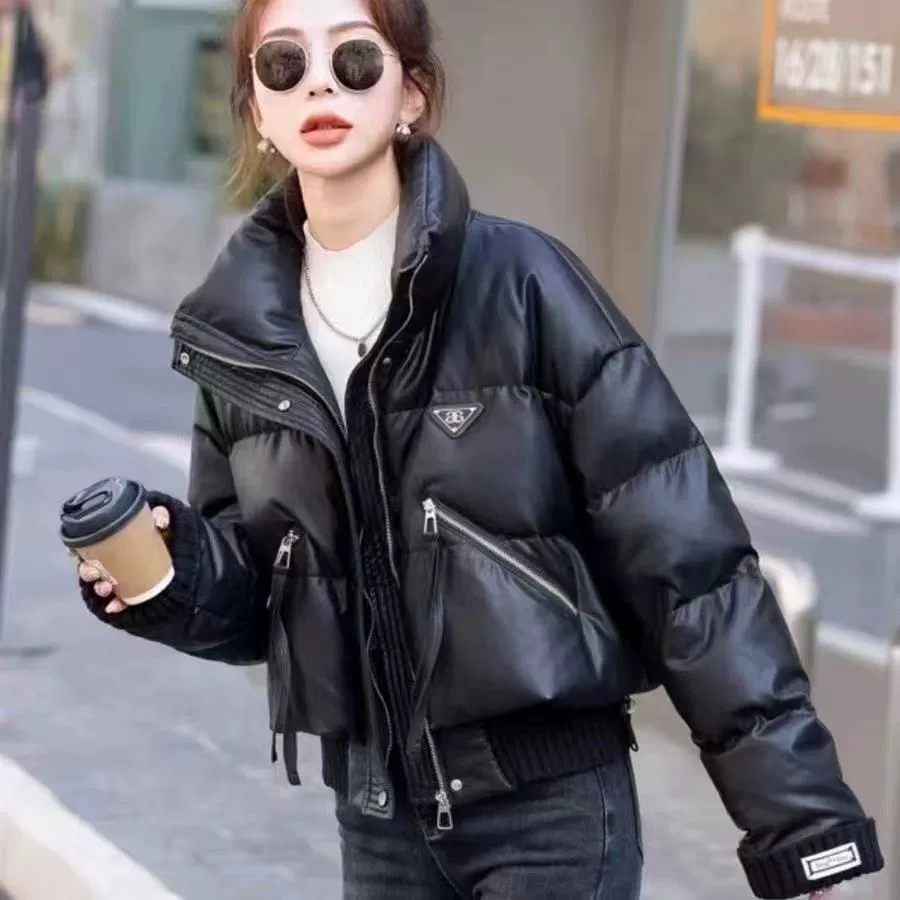 Fashionable knitted winter down jacket with down, Korean style, feather stuffing, for teenagers, loose fit