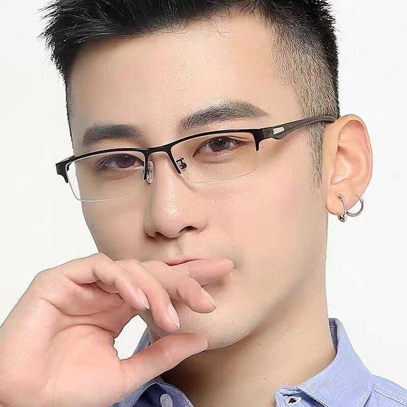 Men's Business Half-Frame Reading Glasses, Metal Photochromic Multi-Focus Glasses for Both Distance and Near Vision, Comfortable, Clear and Anti-Radiation Men's Business Half-Frame Reading Glasses, Metal Photochromic Multi-Focus Glasses for Both Distance and Near Vision, Comfortable, Clear and Anti-Radiation