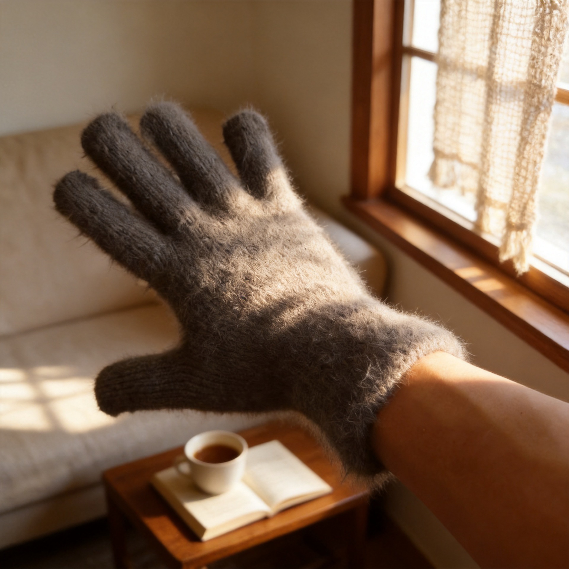 Autumn and winter warm knitted gloves for students, men and women, for cycling, cold-proof, fleece-lined, thickened, five-fingered