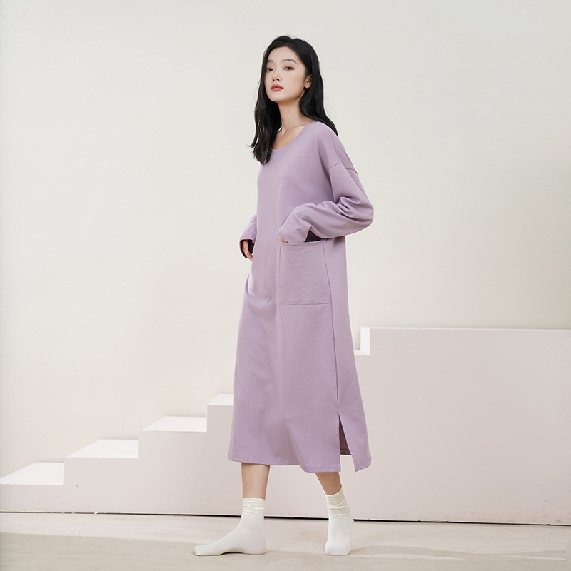 Pure Cotton Nightgown for Women, Autumn Long-Sleeved, Long-Style, Plus-Size, High-End, All-Cotton Sleepwear with Chest Pads, Exclusively for Cross-Border Sales Pure Cotton Nightgown for Women, Autumn Long-Sleeved, Long-Style, Plus-Size, High-End, All-Cotton Sleepwear with Chest Pads, Exclusively for Cross-Border Sales