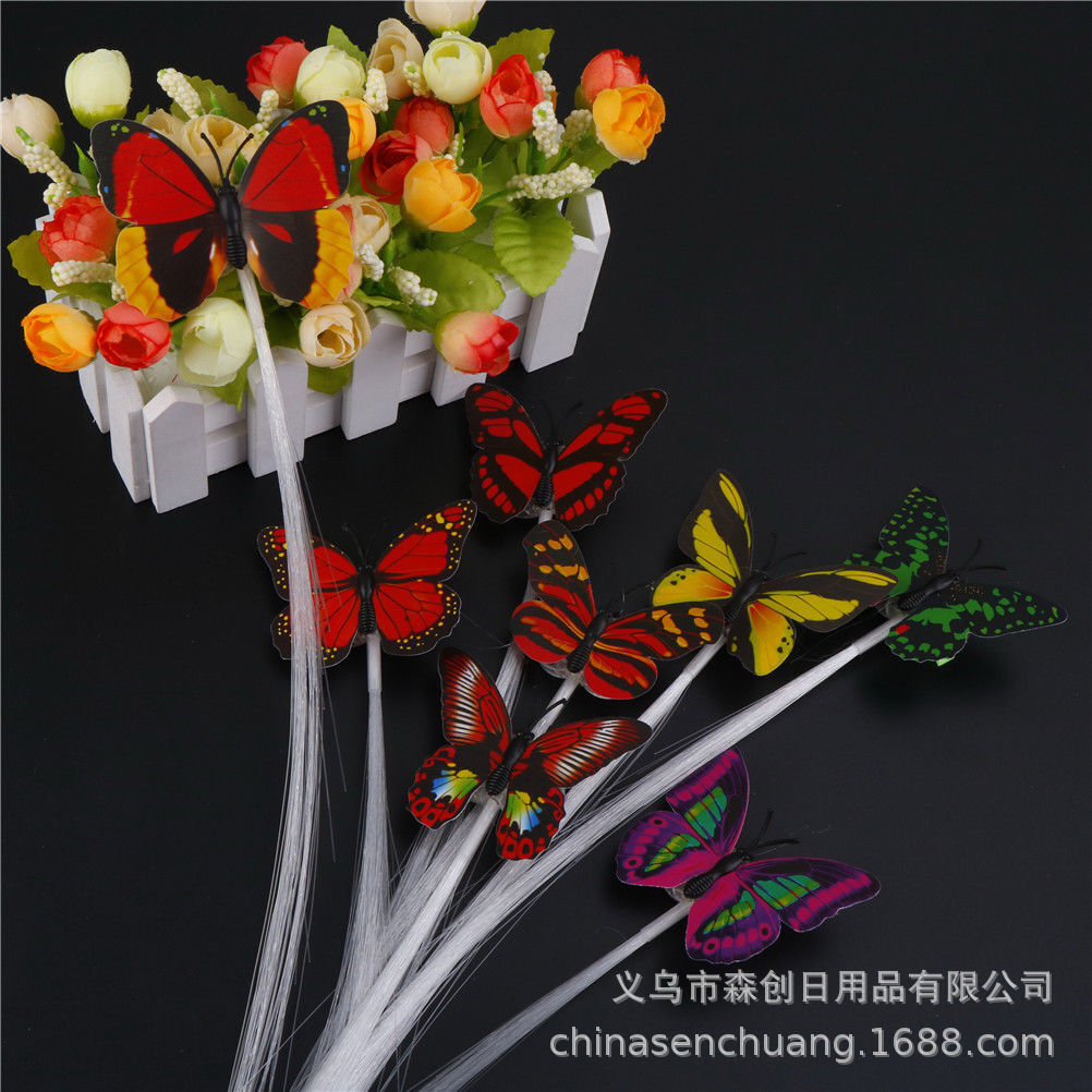 Colorido luminoso mariposa trenza LED luminoso trenza flash trenza colorido falso pelo luz bar fuentes del partido